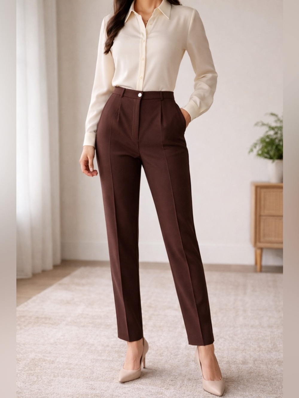 Spiegel Reflections Pants 12 Brown Stretch Dress Pants Career Chic Office Luxe